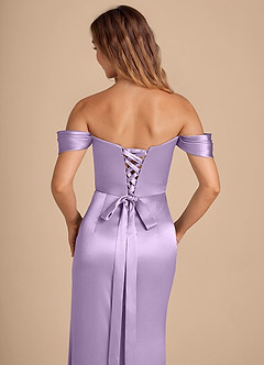 Azazie Shea Vestidos de damas de honor Vestido de Lila de Satén Metálico de Corte Sirena Convertible con Vestidos sin tirantes image2