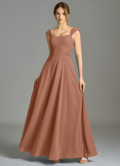 Azazie Oasis Bridesmaid Dresses Bronzer A-Line with Pockets Chiffon Dress image7