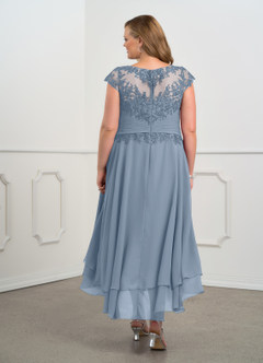 Azazie Shonda Abiti per la Madre della Sposa Abito in Chiffon Pizzo Blu Polveroso image9