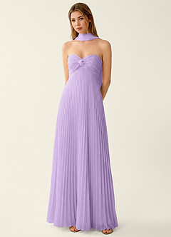 Clementine Lilac Chiffon 3D Flowers A-line Prom Dress image4