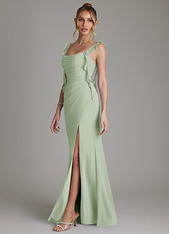 Azazie Jessamine Abiti da Damigella Abito Sirena in Chiffon Corsetto Verde Salvia image5