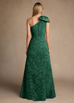 Azazie Easton Mother of the Bride Dresses Dark Green Ball-Gown One Shoulder Floral Burnout Dress image2