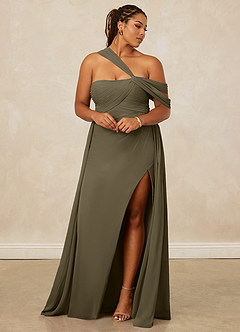 Christian Siriano Bridal for Azazie 1014 Bridesmaid Dresses Willow Green A-Line Off the Shoulder Chiffon Dress image13