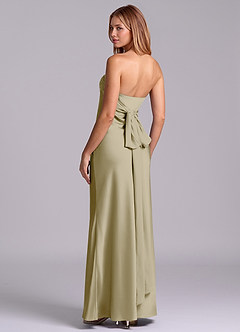 Azazie Ailanie Brudtärnklänningar Klä av Tubklänning i Stretch Satin Axelbandslös Mossgrön image2