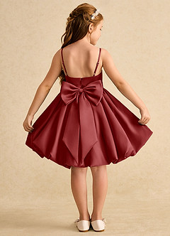 Azazie Davine Flower Girl Dresses Rust A-Line Spaghetti Strap Matte Satin Dress image1