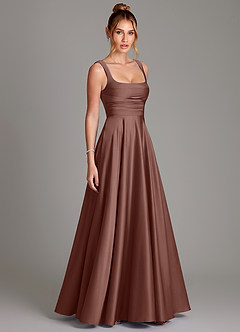 Azazie Azaria Robes de demoiselle d'honneur Robe Trapèze en Satin extensible Corset Expresso image4