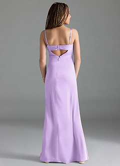 Azazie Leonis Junior Robe Trapèze en Satin extensible Plissée Lilas image2
