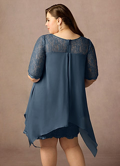 Azazie Flo Abiti per la Madre della Sposa Abito A-Line in Chiffon Pizzo Blu Nettuno image13
