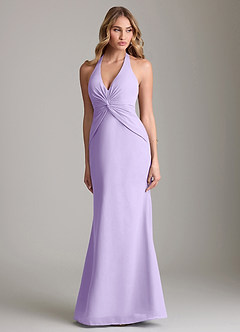 Azazie Valerie Bridesmaid Dresses Lilac Mermaid Pleated Chiffon Dress image1
