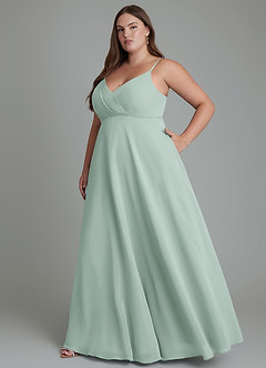 Azazie Amani Bridesmaid Dresses Agave A-Line Pleated Chiffon Dress image10