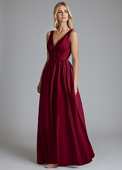 Azazie Delmie Brudtärnklänningar Klä av A-Linje i Stretch Satin Korsett Bourgogne image4