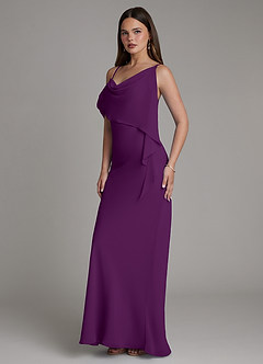 Azazie Yura Brautjungfernkleider Meerjungfrau-Linie Schulterfrei Chiffon Kleid Traube image5