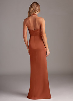 Azazie Jemma Bridesmaid Dresses Cedar Rose Sheath Pleated Stretch Satin Dress image6
