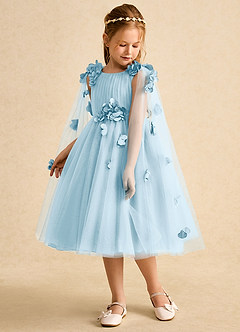Azazie Staria Blumenmädchenkleider Ballkleid Gestreift Tüll Kleid Himmelblau image5