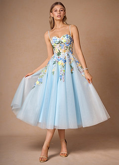 Iverine Sky Blue Multi Midi Dress image4