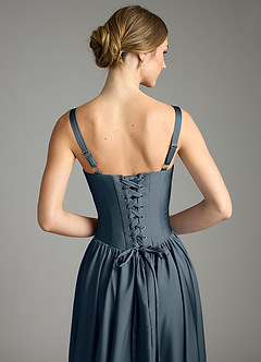 Azazie Evadina Suknie dla druhen Linia A Gorset Satyna elastyczna Do ziemi Sukienka image6