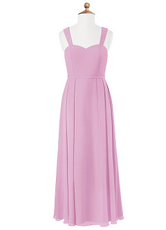 Azazie Simoan Junior Vestido de Rosa Caramelo de Gasa de Corte En A con Escote de Corazón image4