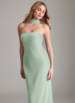 Azazie Lusinda Brautjungfernkleider Wandelbar Meerjungfrau-Linie Schulterfrei Chiffon Kleid Agave image8