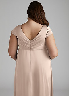 Azazie Allessia vestidos de dama de honor de maternidad Vestido Línea A Plisado Largo hasta el suelo Satén Elástico image12