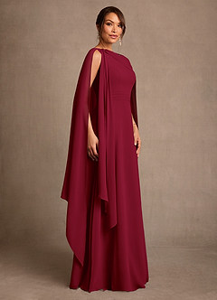 Azazie Liddie Mother of the Bride Dresses Burgundy A-Line Pleated Chiffon Dress image2
