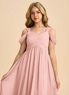 Azazie Lianne Junior Rosette A-Line Off the Shoulder Chiffon Dress image4