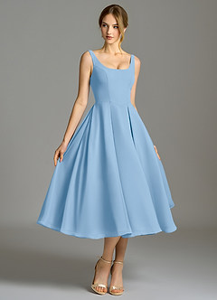 Azazie Amalie Bridesmaid Dresses Powder Blue A-Line Pleated Chiffon Dress image3