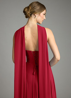 Azazie Ayla Abiti da Damigella Abito A-Line in Chiffon Scollo a Cuore Scarlatto image10