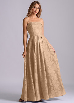 Azazie Lucienne Bridesmaid Dresses Champagne A-Line Strapless Floral Burnout Dress image6