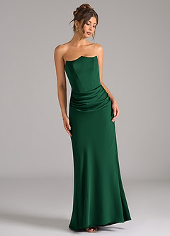 Azazie Debby Bridesmaid Dresses Dark Green Mermaid Strapless Stretch Satin Convertible Dress image3