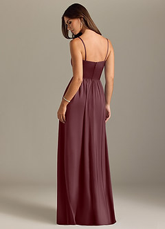 Azazie Calianna Bridesmaid Dresses Sangria A-Line Off the Shoulder Stretch Satin Convertible Dress image2