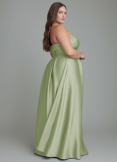 Azazie Lucienne Bridesmaid Dresses Dusty Sage A-Line Strapless Stretch Satin Convertible Dress image7