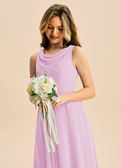 Azazie Mannie Junior A-Linie Plissee Chiffon Kleid Bonbonrosa image7