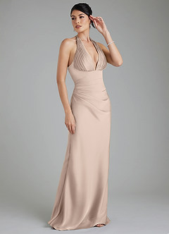 Azazie Torrance Bridesmaid Dresses English Rose Mermaid Corset Stretch Satin Dress image6