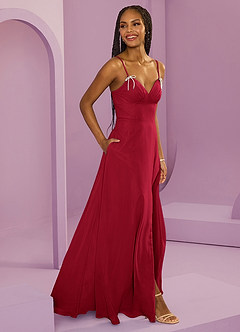 Barbie ♥ Azazie Bridesmaid Dresses Scarlet A-Line with Pockets Chiffon Dress image4