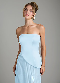 Azazie Tierney Bridesmaid Dresses Sky Blue A-Line Strapless Chiffon Convertible Dress image3