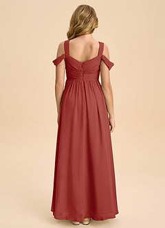 Azazie Lianne Junior Terracotta A-Line Off the Shoulder Chiffon Dress image7