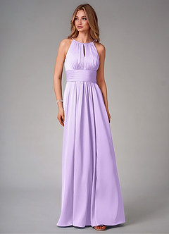 Azazie Bonnie Robes de demoiselle d'honneur Robe Trapèze en Satin extensible Plissée Lilas image6