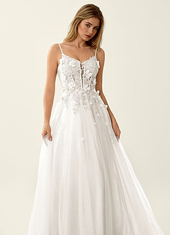 Briseis White Lace Corset Lace Up Back Tulle Prom Dress image6