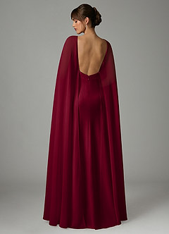Azazie Stefania Bridesmaid Dresses Burgundy A-Line Stretch Satin Dress image4