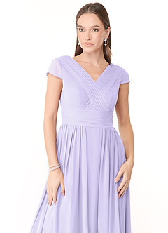 Azazie Organa Bridesmaid Dresses Lilac A-Line Pleated Chiffon Dress image5