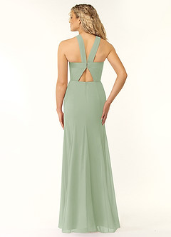 Azazie Rue Robes de demoiselle d'honneur Robe Trapèze en Mousseline de soie Dos nu Vert Sauge image3