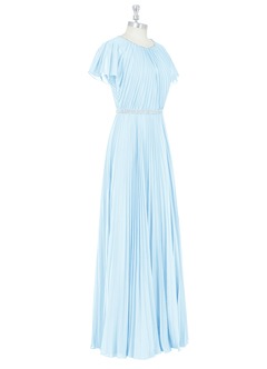 Azazie Kara Modest Bridesmaid Dresses A-Line Pleated Chiffon Floor-Length Dress image15