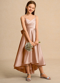 Azazie Sweets Junior Formal Flower Girl Klänningar Klä A-Line i Matt satäng Plisserad image5