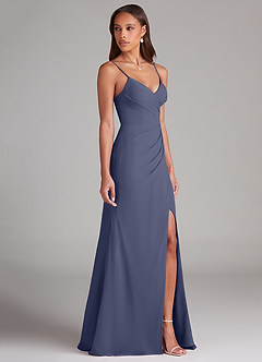 Azazie Maci Bridesmaid Dresses Stormy Sheath Pleated Chiffon Dress image4