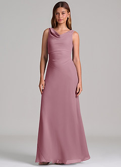 Azazie Nerine Bridesmaid Dresses Vintage Mauve A-Line Pleated Chiffon Dress image4
