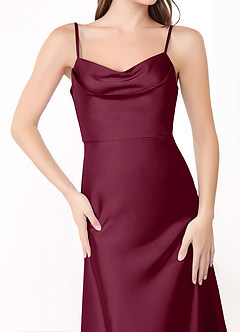 Azazie Alaija Bridesmaid Dresses Mulberry Mermaid Side Slit Stretch Satin Dress image5