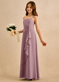 Azazie lolly Girls Formal Flower Girl Dresses Dusty Rose A-Line Pleated Chiffon Dress image1