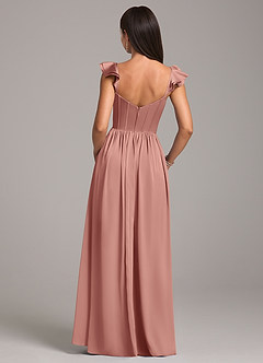 Azazie Denisse Bridesmaid Dresses Rosette A-Line Ruched Stretch Satin Dress image2