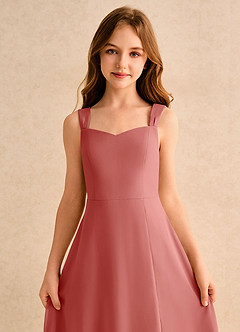 Azazie Makani Girls Formal vestidos de niña de las flores Vestido de Rosa Antigua de Gasa de Corte en A con Escote de Corazón image6