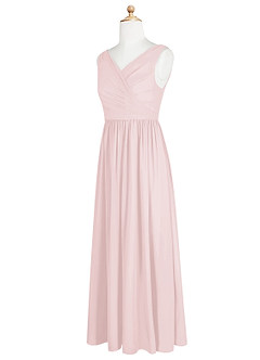 Azazie Sawyer Junior Vestido de Rosa Rubor de Gasa de Corte En A con Plisado image10
